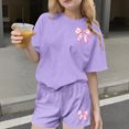 thumbnail image 2 of Robe d'Été à Manches Courtes Haut à Manches Courtes et Short Ensemble Deux Pièces pour Enfants Mignonne Détente d'Été Col Rond, 2 of 7