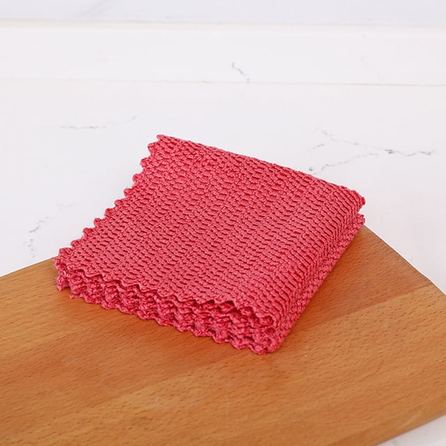 Oleegame 1PC Trashcans For Bedroom Kitchen Tool Tableware Dish Towel Nonstick Oil Fast Dish Cloths Cleaning Cloth Wiping Rag Dish Rags Super Absorbent Coral Dish Towel