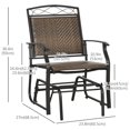 thumbnail image 3 of Outsunny Outdoor Glider Chairs, Porch Rocker, PE Rattan Patio Chair, Brown, 3 of 10