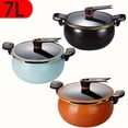 thumbnail image 3 of Bamboohart 10-Inch Cast Iron Multi-Functional Double-Handle Pot with Thick Handles - Versatile for Stewing  Baking  Camping & More - Available in Black/Blue/Orange - Durable & Easy to Cle, 3 of 6