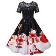 thumbnail image 1 of Jsaierl Robes de Noël pour Femmes 2024 Élégantes Décontractées à Manches Courtes Robe en Dentelle Robe de Fête des Fêtes Cocktail Robe à Volants, 1 of 9