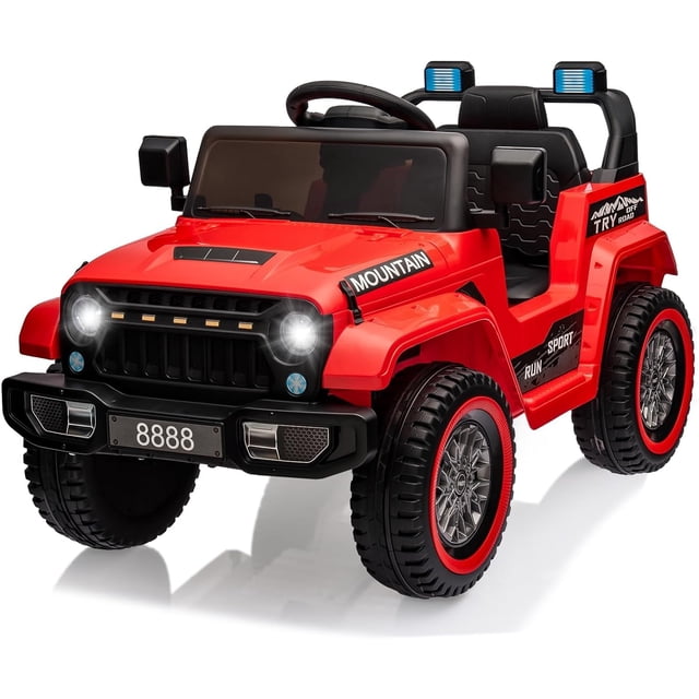 12V Ride On Truck Car,Battery PoweRed Electric Vehicle Toy with Parent Remote Control,Spring Suspension,3 Speeds,LED Light,Music & Horn,Electric Cars Gift for Boy Girl,Red