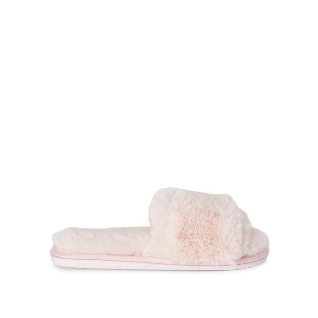 George Pantoufles pour Femmes en Fausse Fourrure Rose Pâle à Bout Ouvert, Bride Grand et style à Enfiler, avec Semelle Extérieure Synthétique et Bout Arrondi, Convenant au Confort Intérieur et à la Détente.