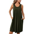 thumbnail image 1 of Dvkptbk Robe d'Été de Plage pour Femme 2024 Décontractée à Col Rond à Manches Courtes Robe Débardeur Mini Robes Fluide à Volants Boho Robe Soleil avec Poches P-2TG, 1 of 7