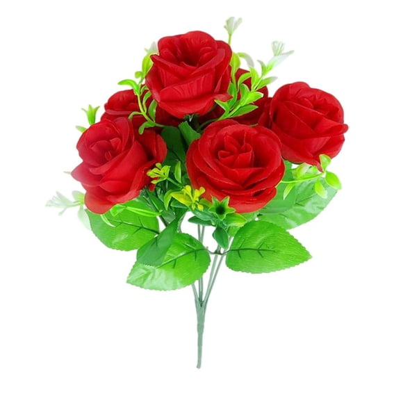 Feltree Rose Simulation Flower Bundle with 6 Realistic Blooms - Silk Floral Decor for Dining Table/Living Room, Wedding Centerpiece & Mother's Day Gift with Flexible Stems