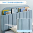 thumbnail image 3 of BeesClover Velvet Platform Bed with Storage Headboard and Bookcase, Upholstered Bed Frame for Kids and Girls, Quiet Design with Strong Wood Slats and Metal Legs, Easy Assembly, 3 of 7