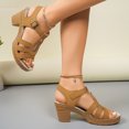 thumbnail image 3 of WRKEKC Womens Sandals Wide Width High Heel Sandals Solid Color with Stitching Details Casual Spring Summer Comfortable, 3 of 9