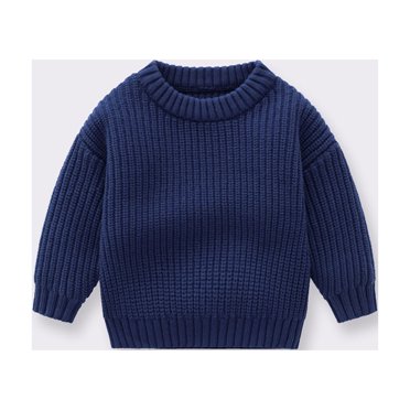 EQWLJWE Baby Knit Sweater Boy Girl Sweater Infant Toddler Knitted Pullover Top Warm Solid Long Sleeve Clothes Thick Sweaters for Toddler Boys 6 Months-5 Years