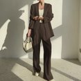 thumbnail image 2 of Timegard 2 Piece Suits Set for Women Button V Neck Open Front Jackets Business Office Wide Leg Pant Blazer Outfits, 2 of 6