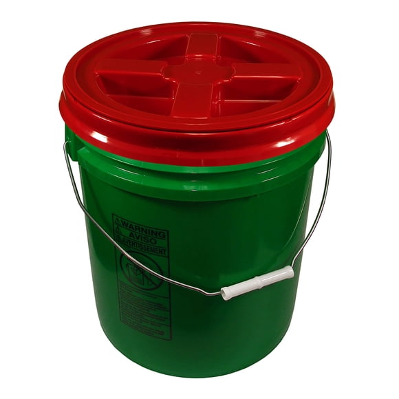 Bucket Kit, One Green 5 Gallon Bucket 90 mil with Red Gamma Seal Lid