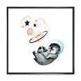 thumbnail image 1 of Designart Petit Pingouin avec des étoiles et des planètes I ART MURAL À CADRE FLOTTÉ, 1 of 4
