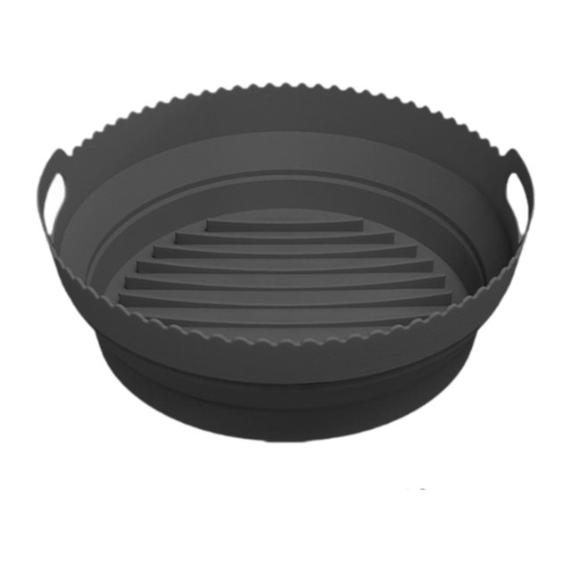 jifeng Foldable Air Fryer Liner Round Kitchen Gadget Easy Clean Folding Baking Tray Black