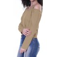 thumbnail image 4 of Moomaya Womens Cold Shoulder Short Top Solid Full Sleeves Summer Tee Tops, 4 of 6