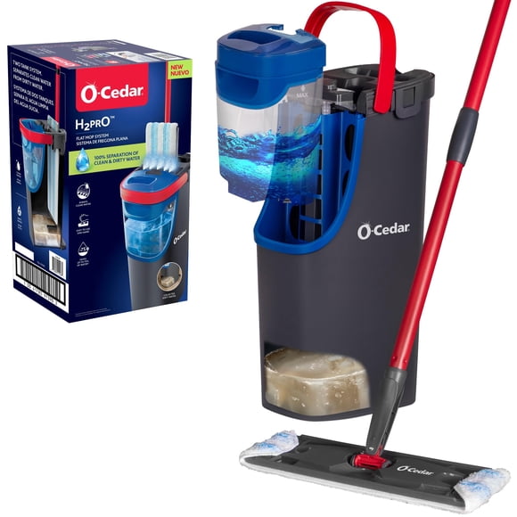 O-Cedar H2prO Flat Mop System | Quick Everyday Cleaning | Dual-Tank Fresh Water System | Machine Washable Reusable Microfiber Mop Pad | Safe on Hardwood, Tile & Vinyl Floors