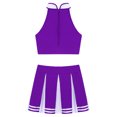 thumbnail image 4 of Oyolan Ensemble d'Uniforme de Cheerleader Sans Manches pour Femmes Adultes Jupe Plissée Mini Violette S, 4 of 4