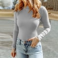 thumbnail image 2 of Yuyuzo Womens Ribbed Basic Tops Turtleneck Long Sleeve Stretchy Tight Pullover Blouse Dailywear Undershirts, 2 of 7