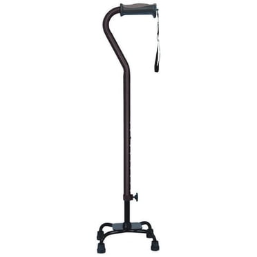 Hugo Ebony Adjustable Quad Cane for Right or Left Hand Use, Small Base