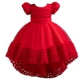 thumbnail image 2 of MIASHUI Robe en Dentelle Princesse pour Fille, Demoiselle d'Honneur, Mariage, Concours, Fête, Bal, Vacances, Tulle, Rouge, 9-10 Ans, 2 of 5