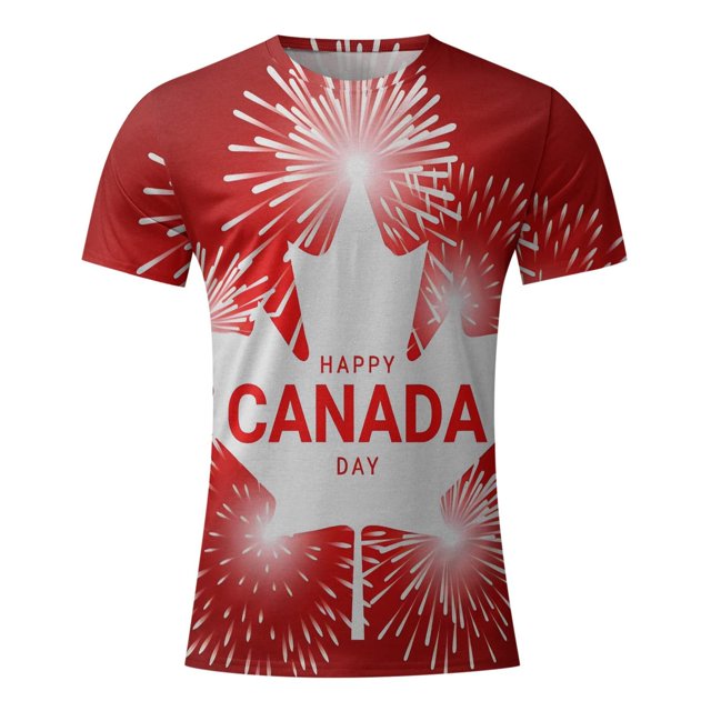 TIMIFIS T-Shirts pour Femmes - T-Shirt Feuille d'Érable du Canada - Hauts d'Été à Col Rond et Manches Courtes - T-Shirt Vintage Décontracté