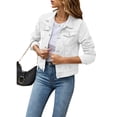 thumbnail image 1 of WIFORNT Womenacute;s Solid Color Denim Jacket, Casual Long Sleeve Button Down Chest Pocket Jean Jacket, 1 of 7