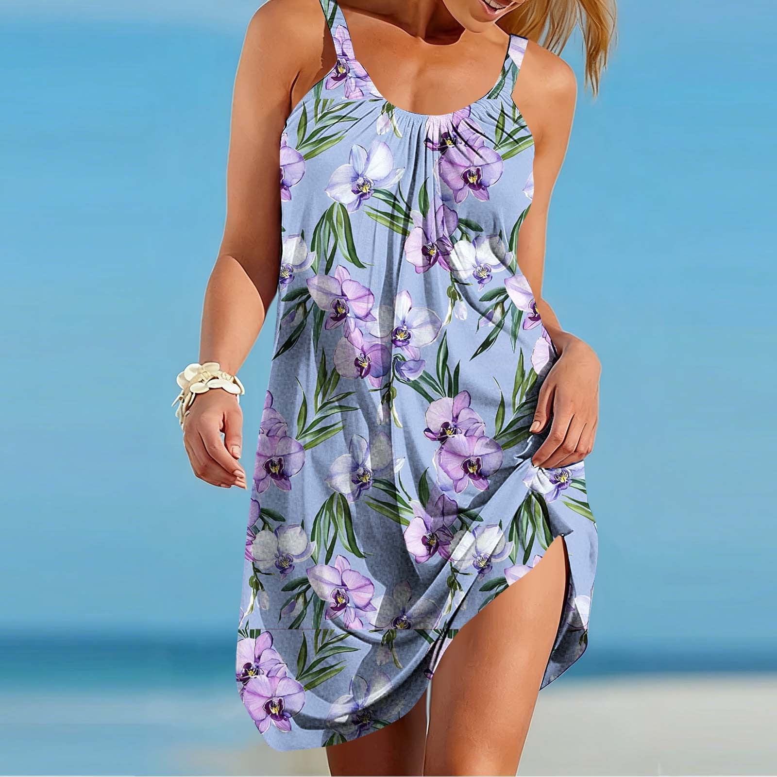 mini hawaiian dresses for women Women's Hawaiian A-Line Short Dress with Back Cutout Hibiscus & Birds of Paradise Black / S