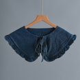 thumbnail image 3 of EIGTHTAIL Fake Collar - Solid Color Ruffle Trim Lace-up False Collar Dress Shirt Collar Insert Removable Denim False Collar, 3 of 7
