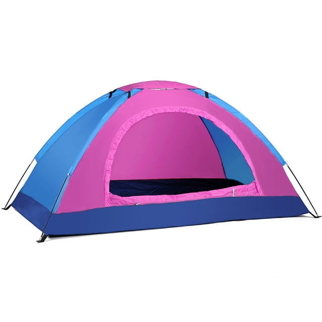 Tente de Camping Ultralégère avec Abris Sac de Transport pour Randonnée Sac à Dos Voyage Randonnée Rose 1 Personne