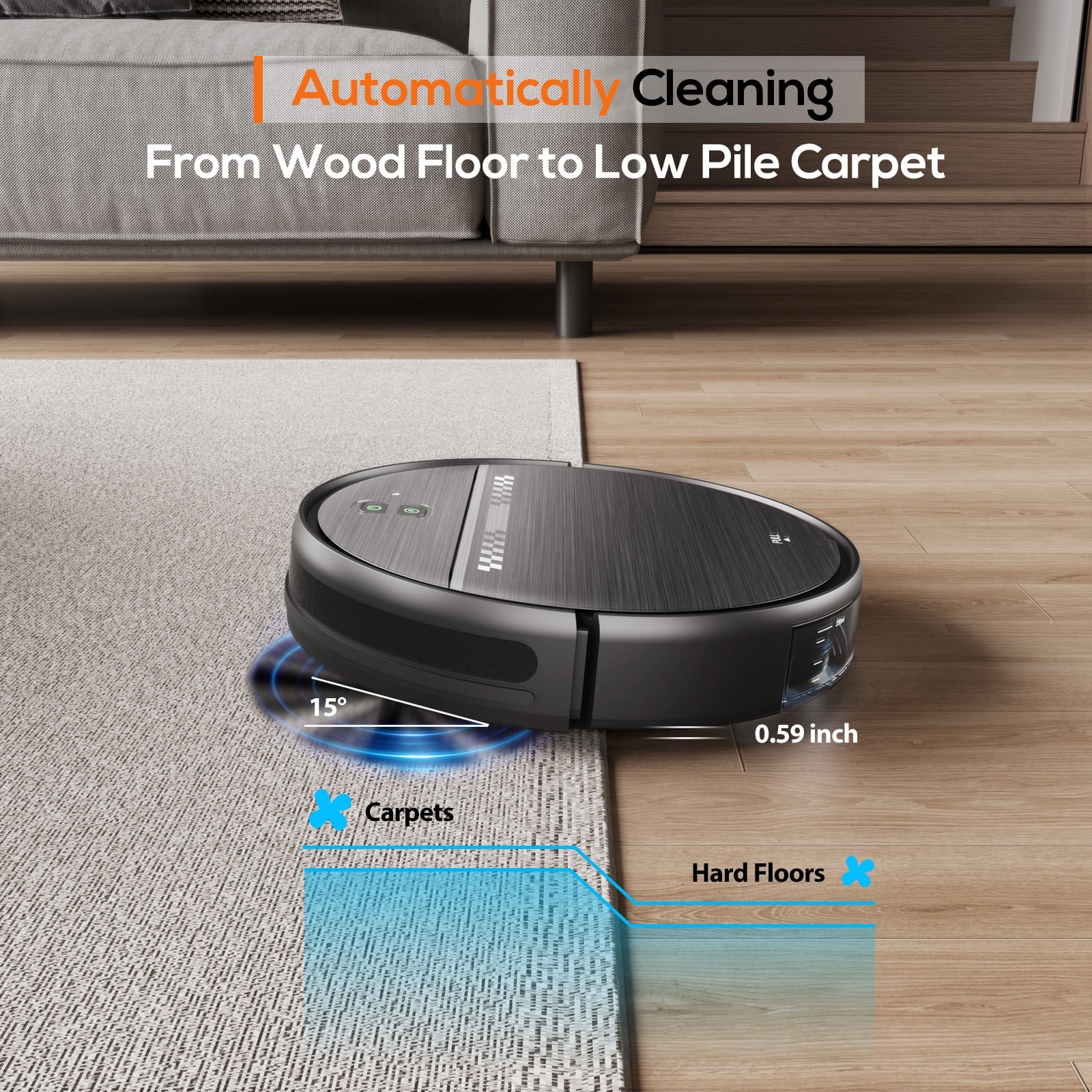 Refurbished ONSON BR151 Robot Vacuum Cleaner, Robot Vacuum and Mop Combo with Wifi/App Connection