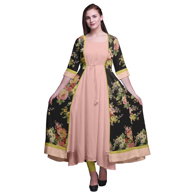 Bimba Kurtis Indiennes pour Femmes Tenue de Fête Anarkali Kurta Imprimée Évasée Kurti Ethnique