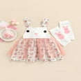 thumbnail image 3 of Robe de Pâques pour Bébé Fille, Nourrisson et Tout-Petit, Imprimé Floral Bunny Tutu, Robes de Fête, Violet, 2-3 Ans, 3 of 9