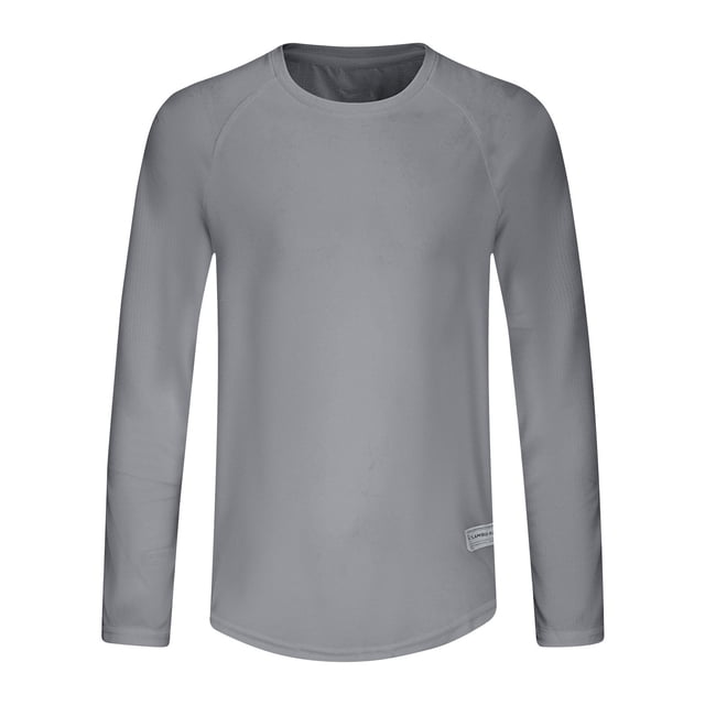 aohooy Maillot Dermoprotecteur pour Homme à Manches Longues, Chandail de Bain Respirant, Protection Solaire UV, Chandails Athlétiques pour la Randonnée, la Course et l'Entraînement, Gris, TTTG