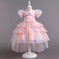 thumbnail image 2 of NiSHUIHAN Robes pour Adolescentes Enfants Robe Princesse en Tulle à Manches Courtes Robe Bébé Fille avec Nœud Rose 120, 2 of 9