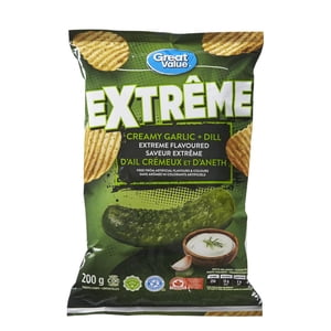 Great Value Creamy Garlic and Dill Extreme Flavoured Rippled Chips