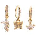 thumbnail image 1 of Miangastore 3Pcs Dangle Nose Rings Stainless Steel Butterflies Nose Studs Rhinestones Nose Piercing Jewelry, 1 of 9
