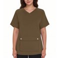 thumbnail image 1 of Ohufall Plus Size Scrubs for Women Stretch, Solid Color Scrub Tops - Front Pocket Design for Nurses & Healthcare Workers, 1 of 3