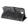 thumbnail image 4 of Flip Case for iPhone 16e , Totem Embossed Flowers Premium PU Leather Wallet Folio Cover with Card Holder Kickstand Compatible with iPhone 16e - Gray, 4 of 13