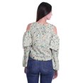 thumbnail image 4 of Moomaya Button Front Cold Shoulder Top Printed  Casual Loose Blouse Short Top, 4 of 4