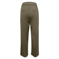 thumbnail image 4 of WEIYLL Women's Pants Work Straight Wide Leg Button Down High Elastic Waisted Pockets Green Pant size L, 4 of 4