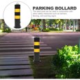 thumbnail image 3 of TAILTOSS 1Set Steel Parking Barrier Safety Bollards Cylindrical For Commercial Users Black Yellow, 3 of 8