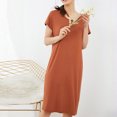 thumbnail image 5 of Besolor Chemises de Nuit Grande Taille pour Femmes Été Confortables à Manches Courtes Col Ras du Cou Vêtements de Nuit Chemises de Sommeil Robe de Nuit, 5 of 5