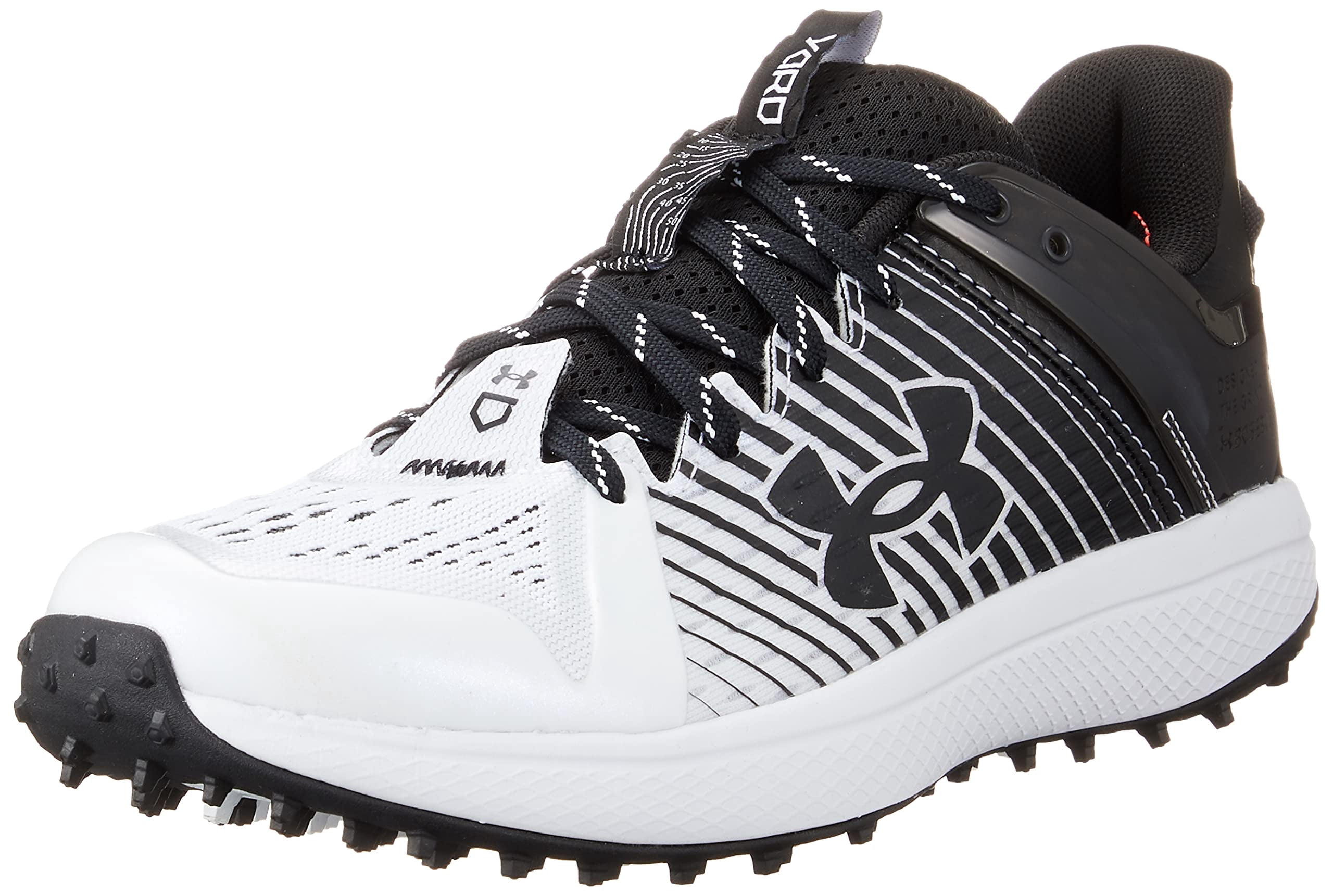 Under Armour Soulier de Baseball à Gazon Bas pour Homme, (002) Noir/blanc/blanc, 4,5