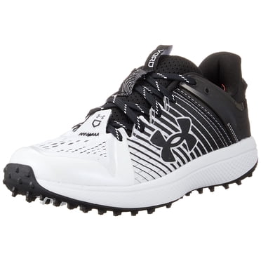 Under Armour Men's Yard Low Turf Baseball Shoe, (002) Black/White/White, 4.5