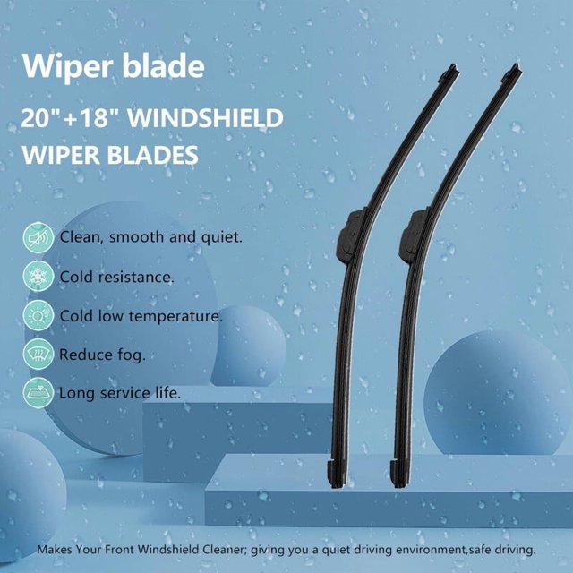 1Pair Windshield Wiper Blades J-hook Bracketless F for Ram eless 20" and 18" Inch