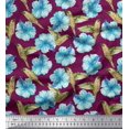 thumbnail image 1 of Soimoi Cotton Voile Fabric Hummingbird & Floral Print Fabric by Yard 56 Inch Wide, 1 of 3