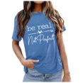 thumbnail image 1 of WEIYLL T Shirts for Women Short Sleeve Letter Print Light Blue Tees Sizes XL, 1 of 4