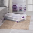 thumbnail image 3 of Sterilite 57 Liter ClearView™ Wheeled Latch Box, Clear Plastic Storage Bin with Lid, Purple Latch, 4 Pk, 3 of 7