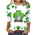 thumbnail image 1 of Besolor Hauts pour Femmes de la Saint-Patrick Tendance Manches 3/4 T-Shirts Imprimés Shamrock Col Rond Mignon Tunique de la Saint-Patrick T-Shirt Hauts, 1 of 3