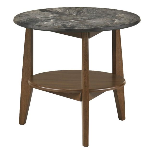 Coaster Table d'Appoint Ronde SmartTop en Bois Style Bradley, Gris Fumé/brun Foncé