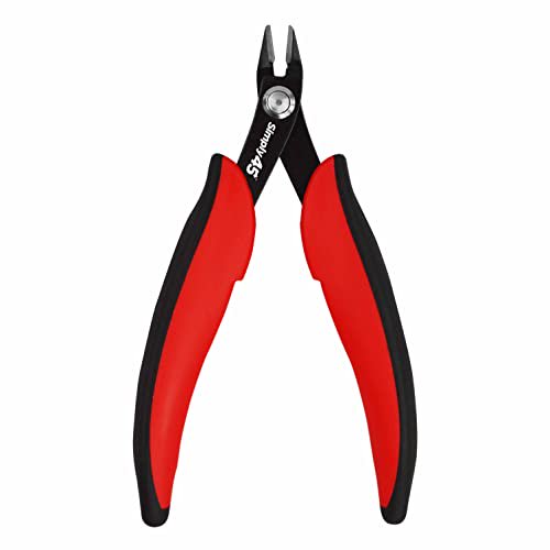 Simply45 5″ Premium Flush Cutter Tool with - Includes Angled Jaw for Precision, Cushioned Grip - Shear Wire Up To 18AWG - S45-801