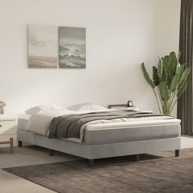 vidaXL Bed Frame Light Grey 152x203 cm Queen Velvet